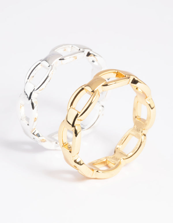 Gold Plated Double Chain Ring