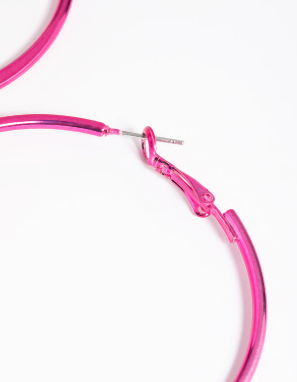 Matte Fuchsia 5cm Hoop Earrings
