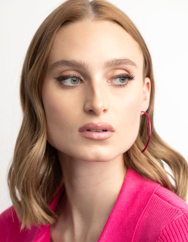 Matte Fuchsia 5cm Hoop Earrings