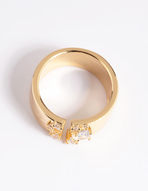 Gold Plated Cubic Zirconia Open Front Ring