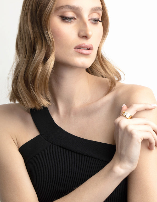 Gold Plated Cubic Zirconia Open Front Ring