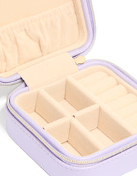 Purple Faux Leather Compact Square Jewellery Box - link has visual effect only