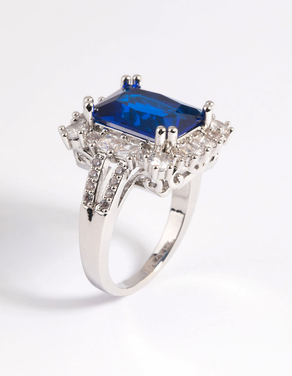 Sapphire Cubic Zirconia Asscher Ring