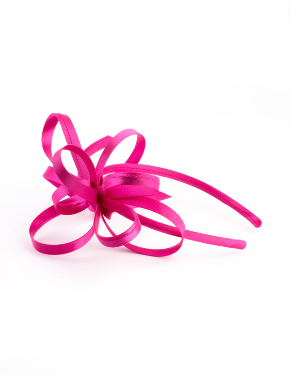 Pink Satin Fabric Looped Fascinator Headband