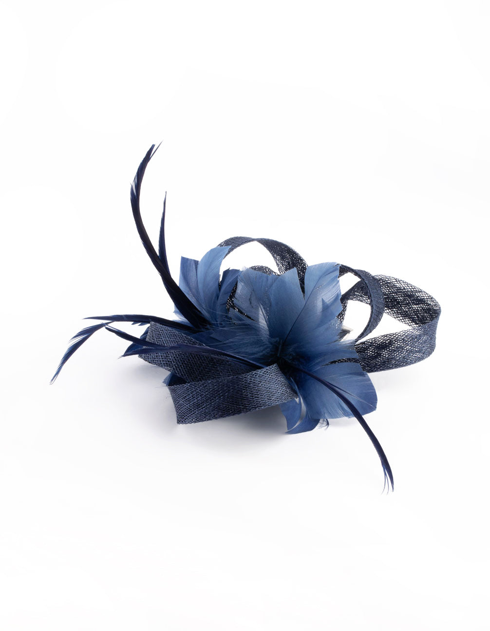 Navy Sinamay Ribbon Box Clip