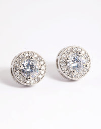 Silver Pave Circle Stud Earrings - link has visual effect only