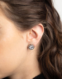 Silver Pave Circle Stud Earrings - link has visual effect only