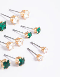 Gold Circle Square Stud Earrings 6-Pack - link has visual effect only