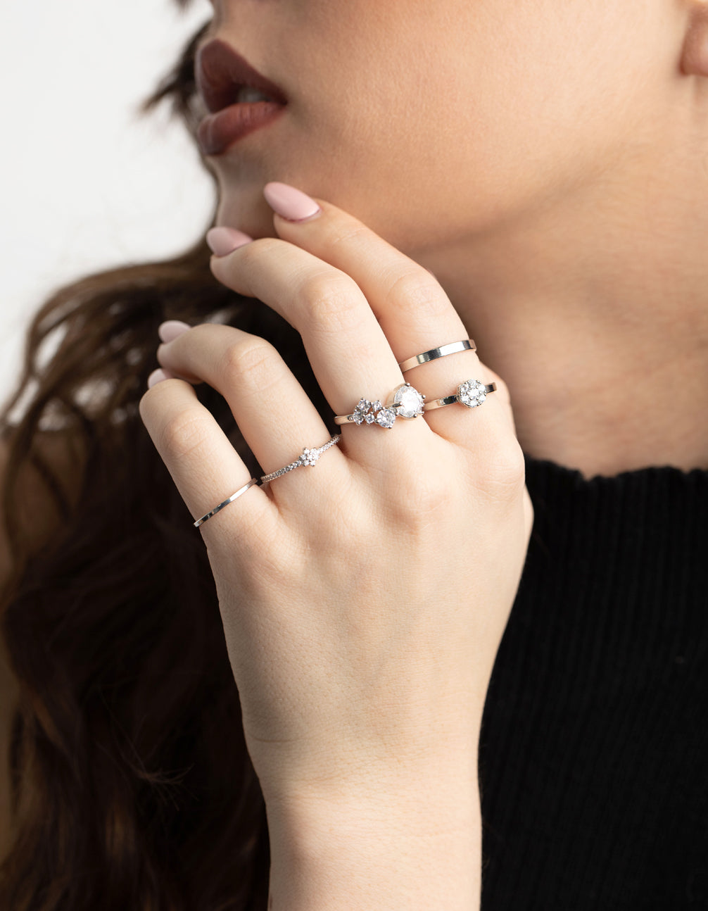 Silver Statement Cluster Ring 5-Pack