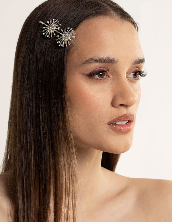 Silver Double Star Slide Clip Pack