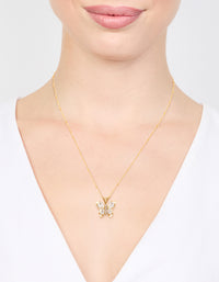 Waterproof Gold Plated Stainless Steel Cubic Zirconia Butterfly Necklace - link has visual effect only