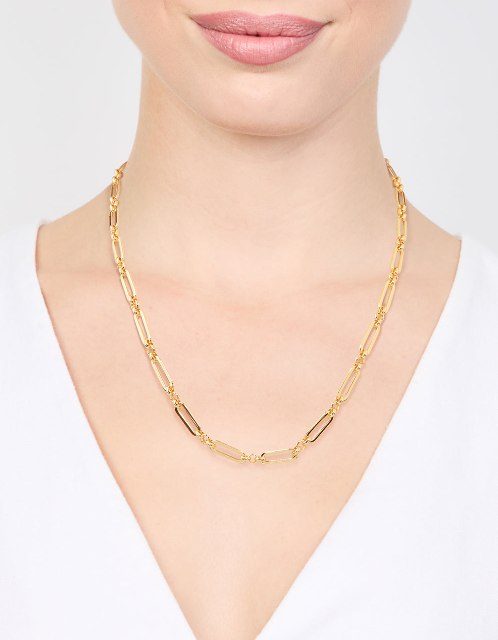 Waterproof Gold Plated Stainless Steel Open Oval Link Necklace