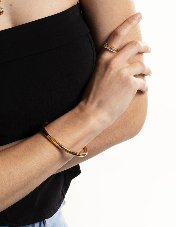 Gold Plated Stainless Steel Statement Round Bangle