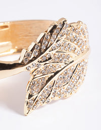 Gold Diamante Leaf Hinge Cuff Bracelet - link has visual effect only