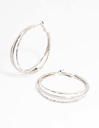 Silver Textured Split Glitter Hoop Earrings - link has visual effect only
