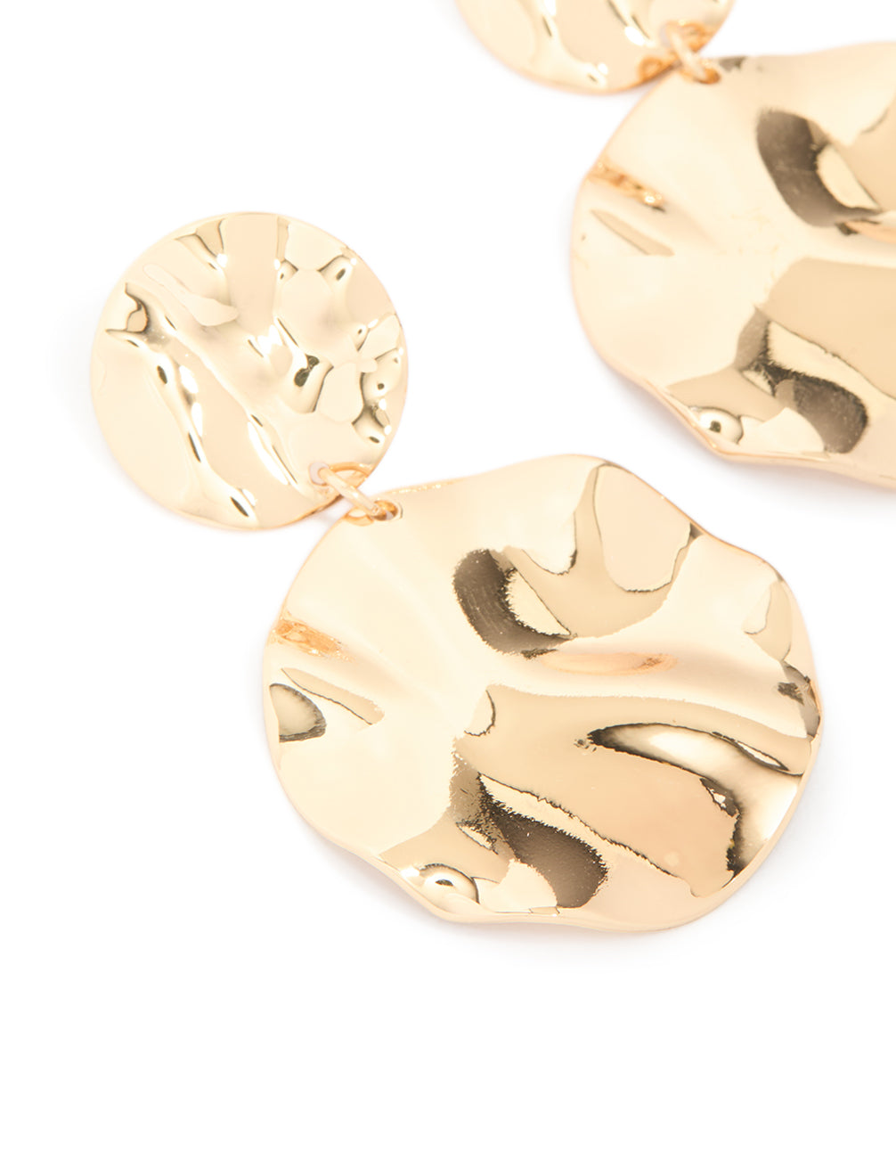 Gold Wrapped Double Disc Drop Earrings