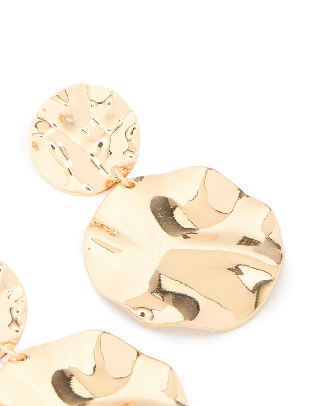 Gold Wrapped Double Disc Drop Earrings