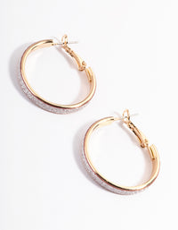 Gold Medium Glitter Hoop Earrings - link has visual effect only
