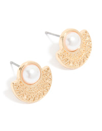 Gold Pearl Etched Stud Earrings - link has visual effect only