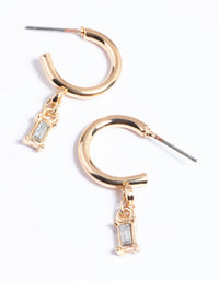 Gold Stone Drop Huggie Earrings - link has visual effect only