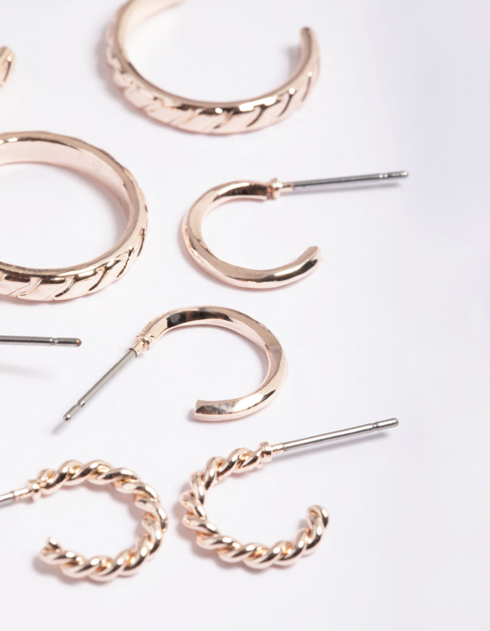 Rose Gold Mixed Diamante Hoop Earrings 8-Pack