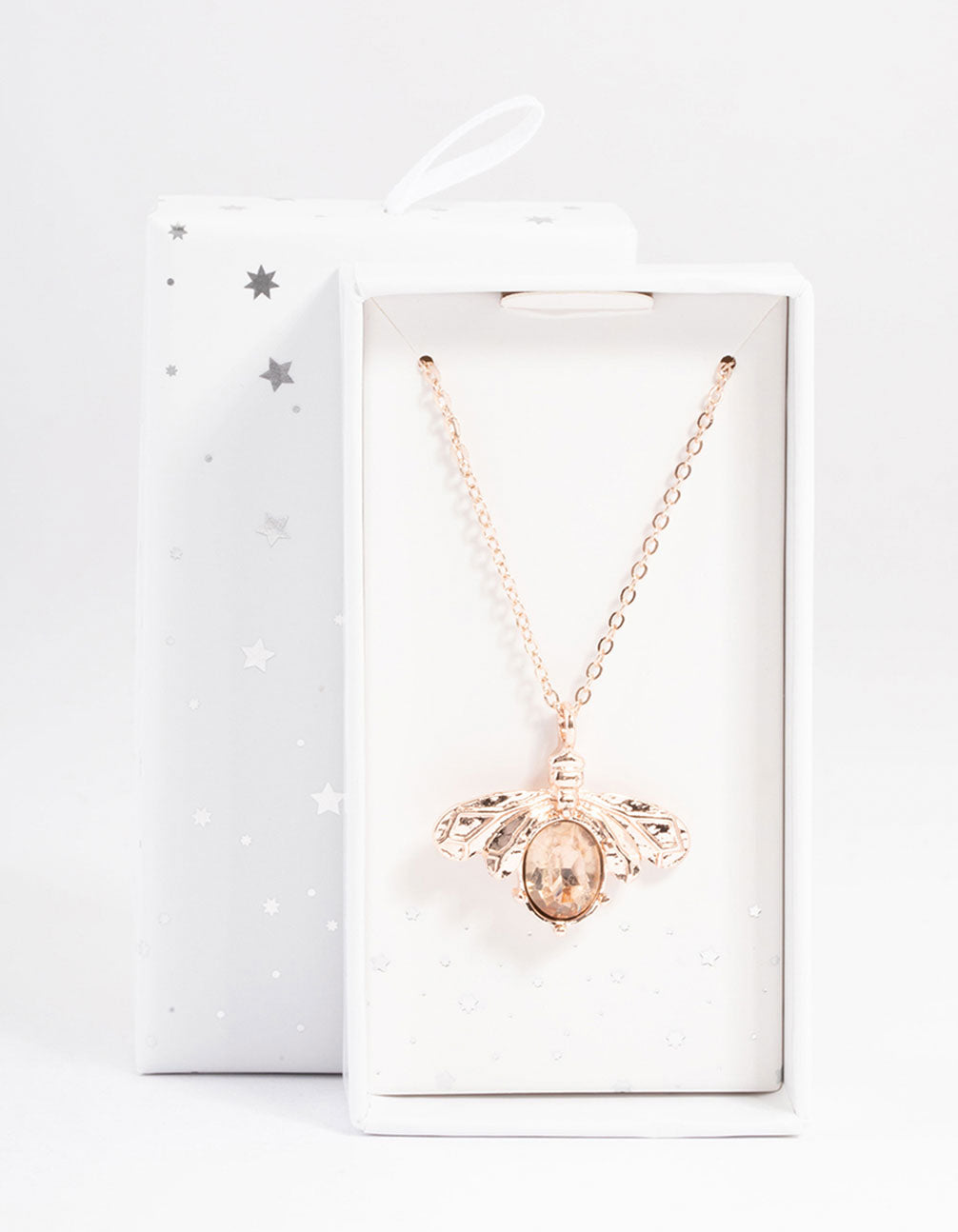 Rose Gold Diamante Bee Necklace