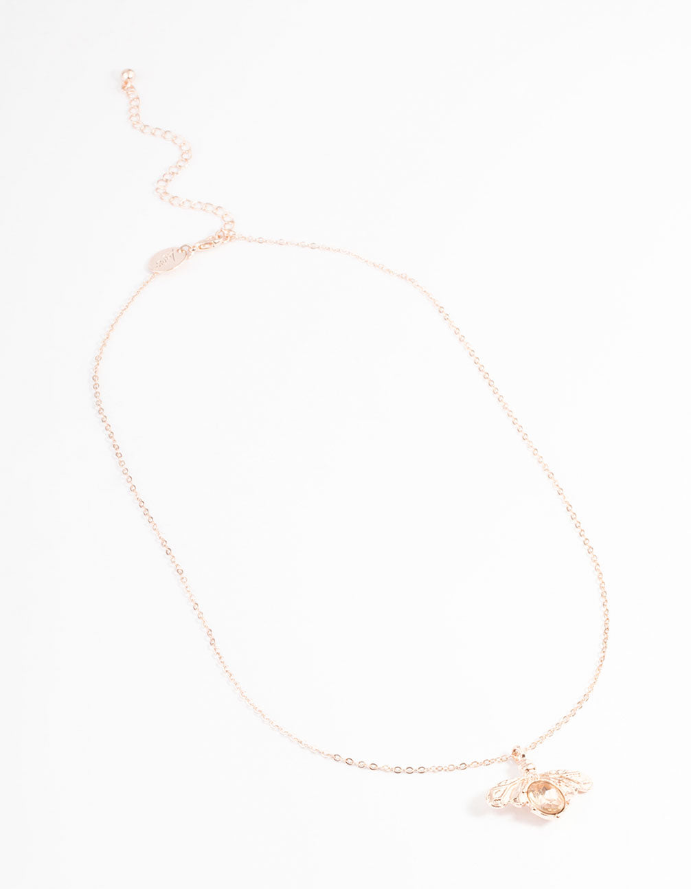 Rose Gold Diamante Bee Necklace