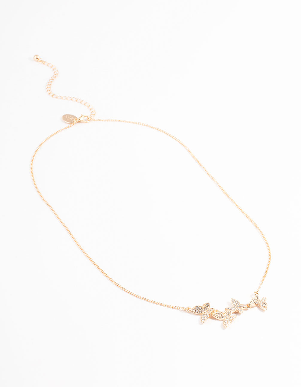 Gold Diamante Butterfly Necklace