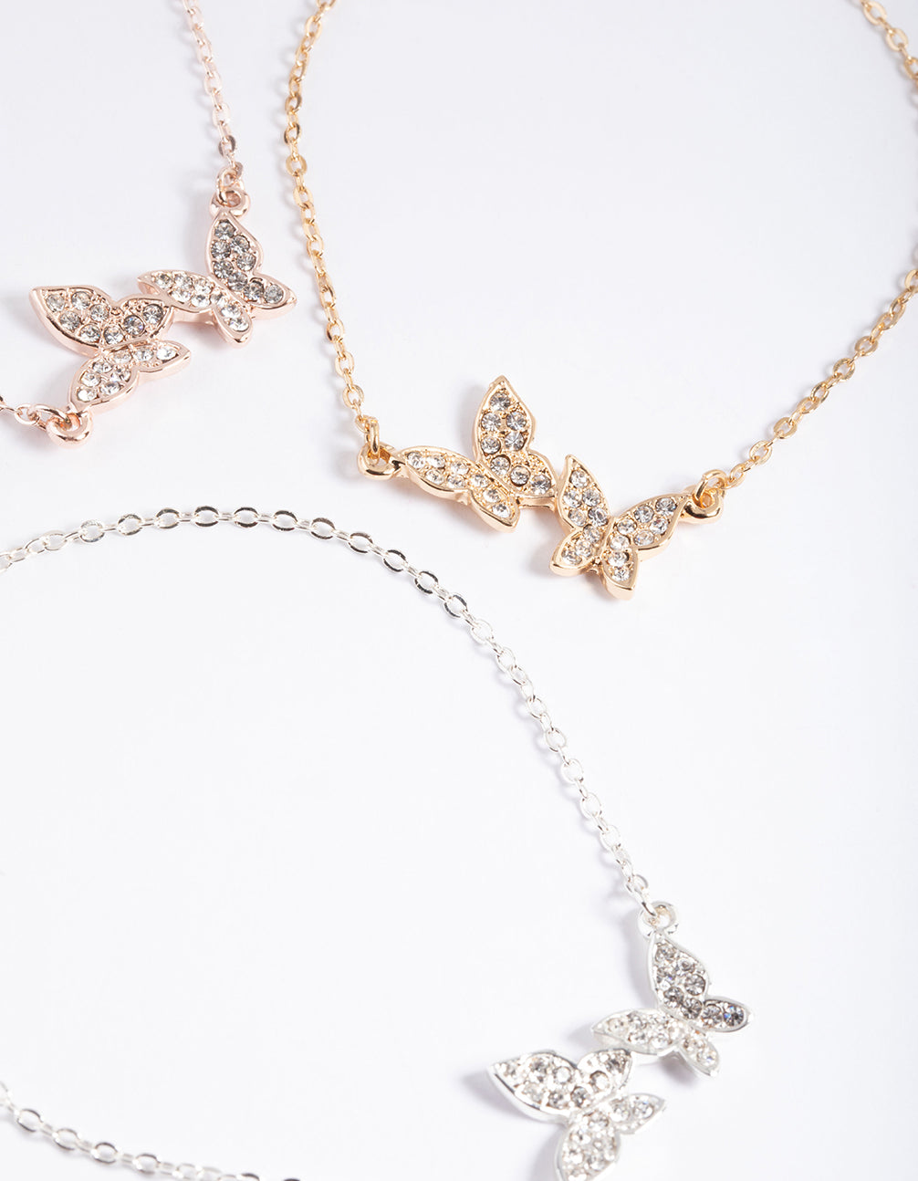 Mixed Metal Pave Butterfly Bracelet Pack