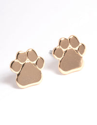 Gold Paw Print Stud Earrings - link has visual effect only