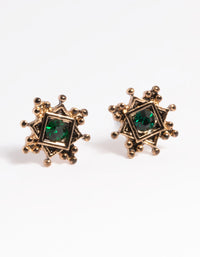 Detailed Square Detail Stud Earrings - link has visual effect only