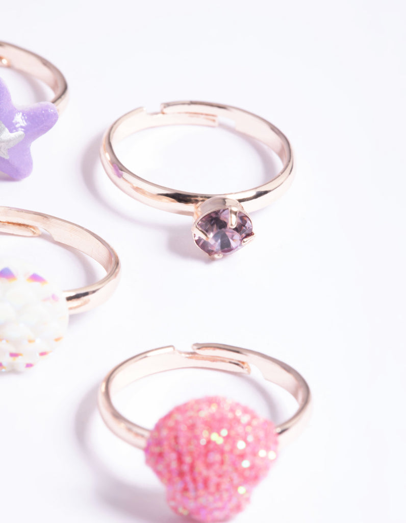 Kids Rose Gold Seaside Ring 6-Pack - Lovisa