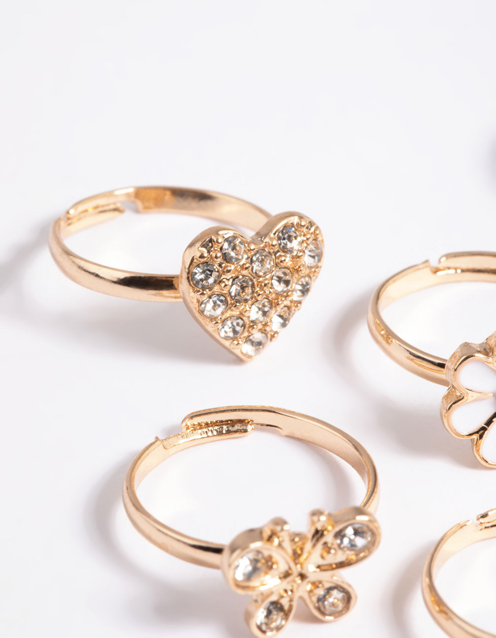 Kids Diamante & Daisy Ring 6-Pack