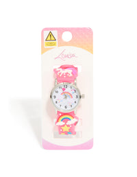 Kids Pink Band Silicone Watch - link has visual effect only