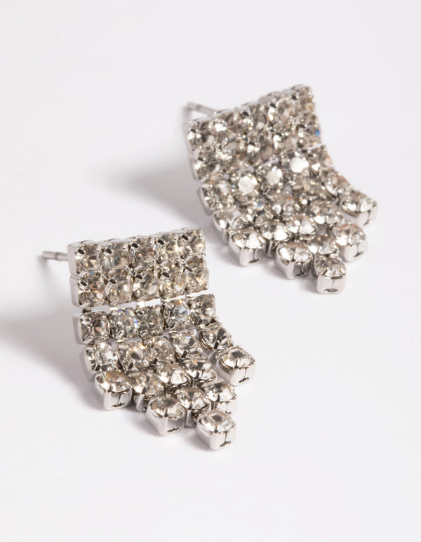 Silver  Short Fringer Waterfall Drop Earrings