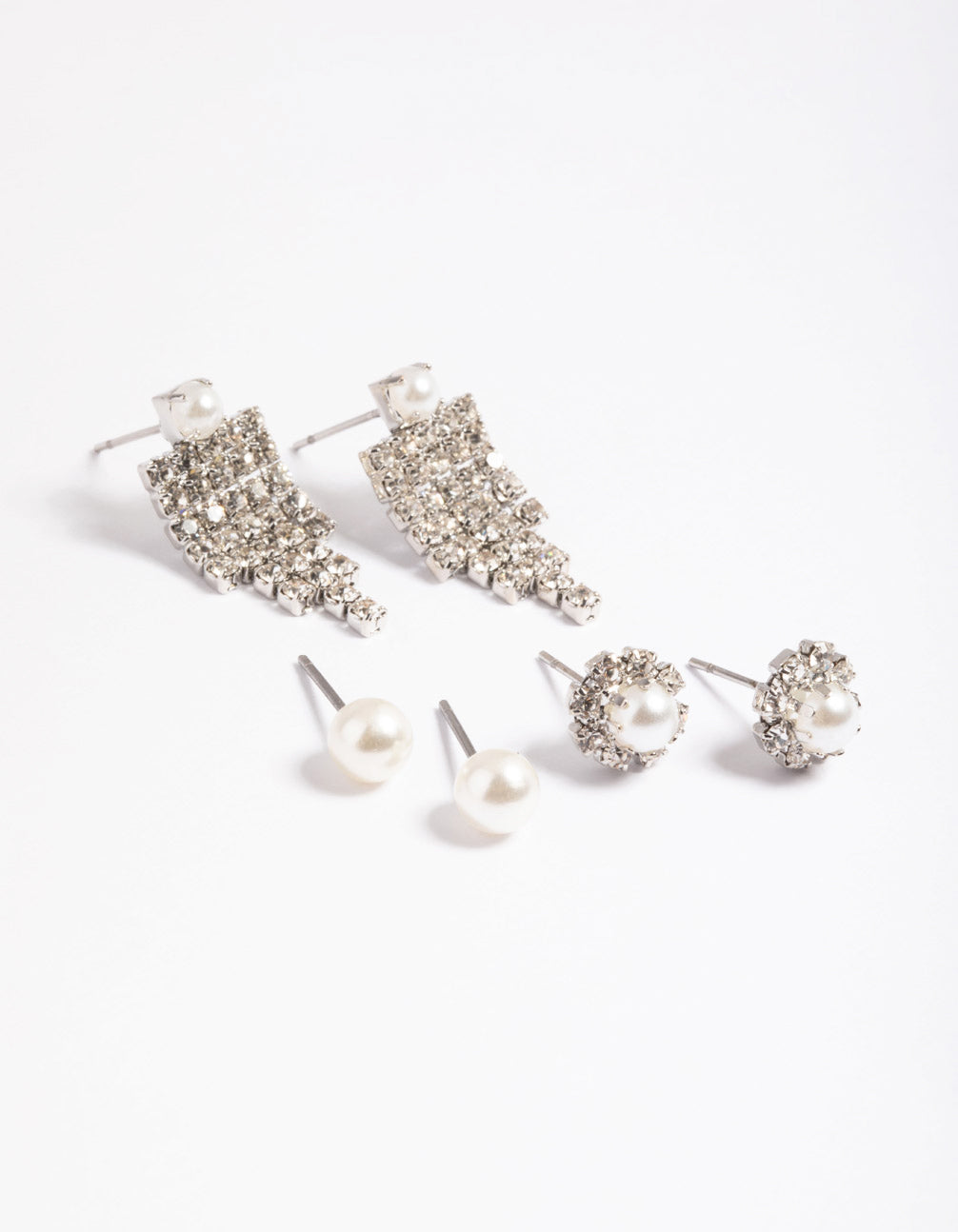 Silver Pearl Stud Mix Earrings Pack