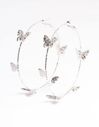 Silver Butterfly Hoop Earrings - link has visual effect only