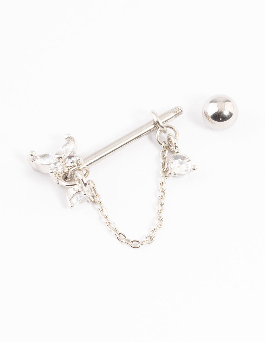 Surgical Steel Butterfly Chain Nipple Piercing