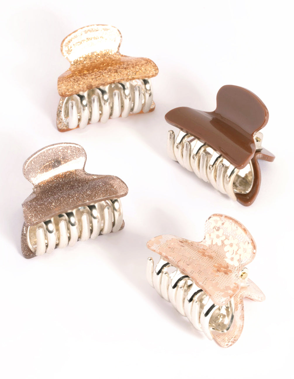 Brown Acrylic 4cm Glitter Claw 4-Pack