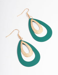 Gold Multi Texture Pear Drop Earrings - link has visual effect only