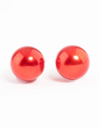 Red Metalic Ball Stud Earrings - link has visual effect only