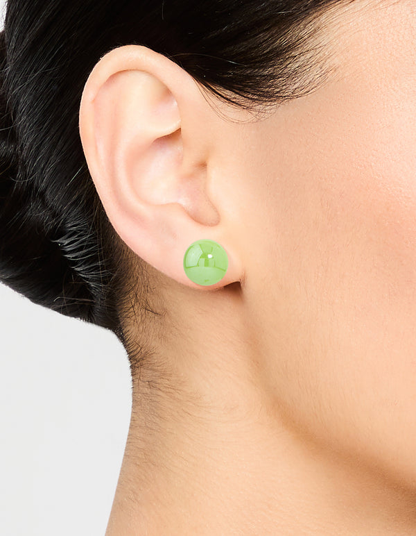Green Shiny Ball Stud Earrings