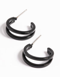 Black Double Huggie Hoop Earrings - link has visual effect only