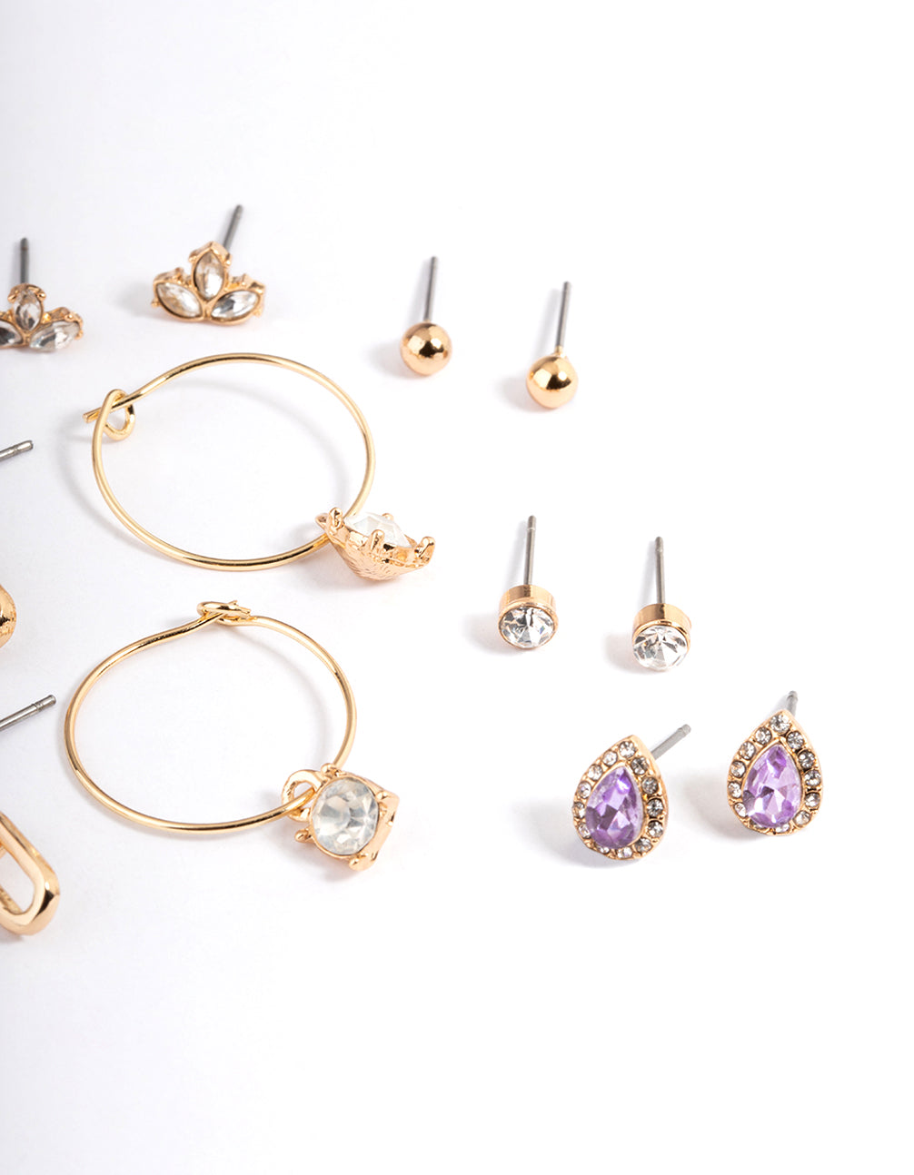 Gold Diamante Chain Link Earrings 8-Pack