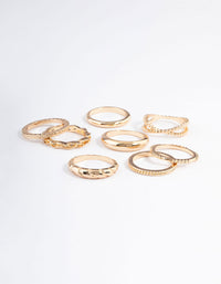 Gold Plain Molten Twist Ring 8-Pack - link has visual effect only