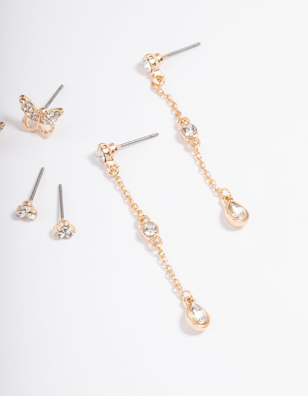 Gold Diamante Butterfly Mixed Earring Pack