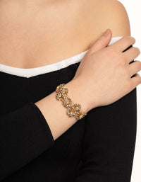 Gold Multi Flower Cupchain Wrist Cuff - link has visual effect only