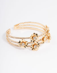 Gold Multi Flower Cupchain Wrist Cuff - link has visual effect only