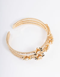 Gold Multi Flower Cupchain Wrist Cuff - link has visual effect only