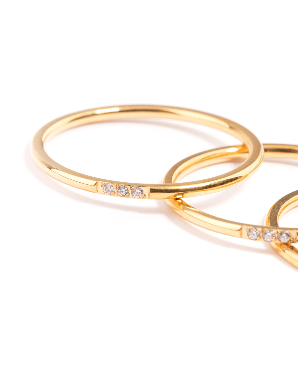 Waterproof Gold Plated Stainless Steel Thin Cubic Zirconia Ring
